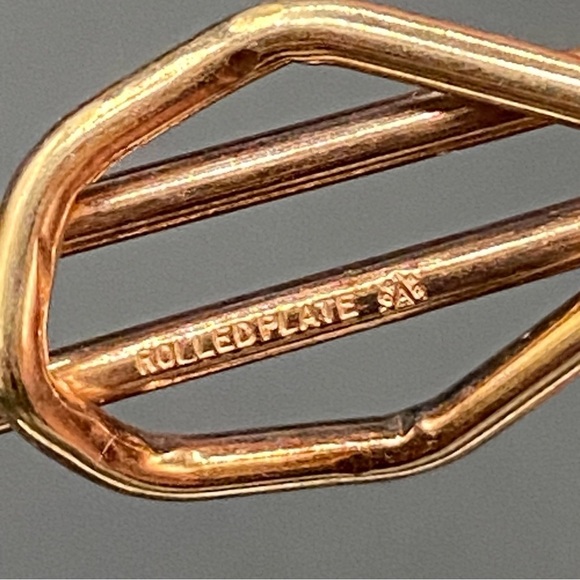 Vintage Mid Century Wedding Two Tone Love Knot Tie Bar Chain - Picture 5 of 15